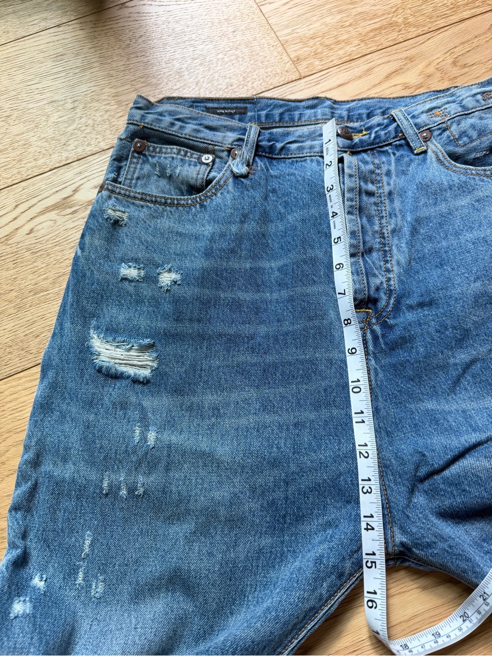 R13 Tailored Drop Denim Jean in Bain wash - 27 - Picture 14 of 17
